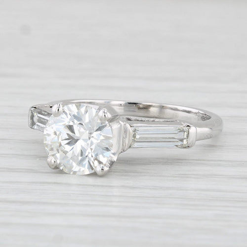 Light Gray Vintage 2.15ctw Round Diamond Engagement Ring Platinum Size 6 GIA