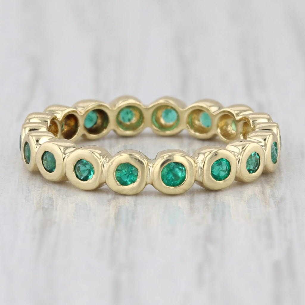 0.50ctw Emerald Eternity Band 18k Yellow Gold Size 6.5 Stackable Wedding Ring
