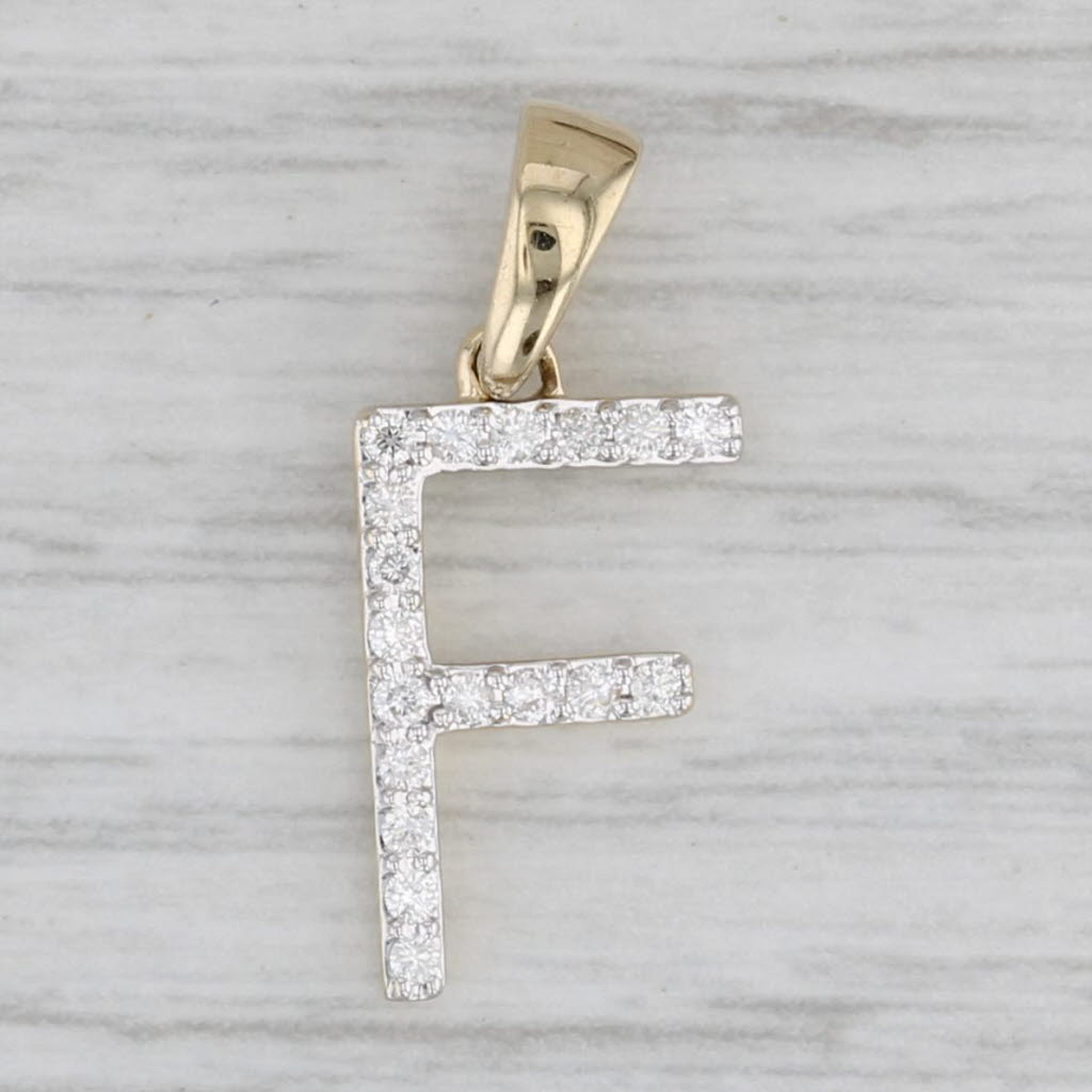 Gray New 0.10ctw Diamond Letter Initial "F" Pendant 10k Yellow Gold