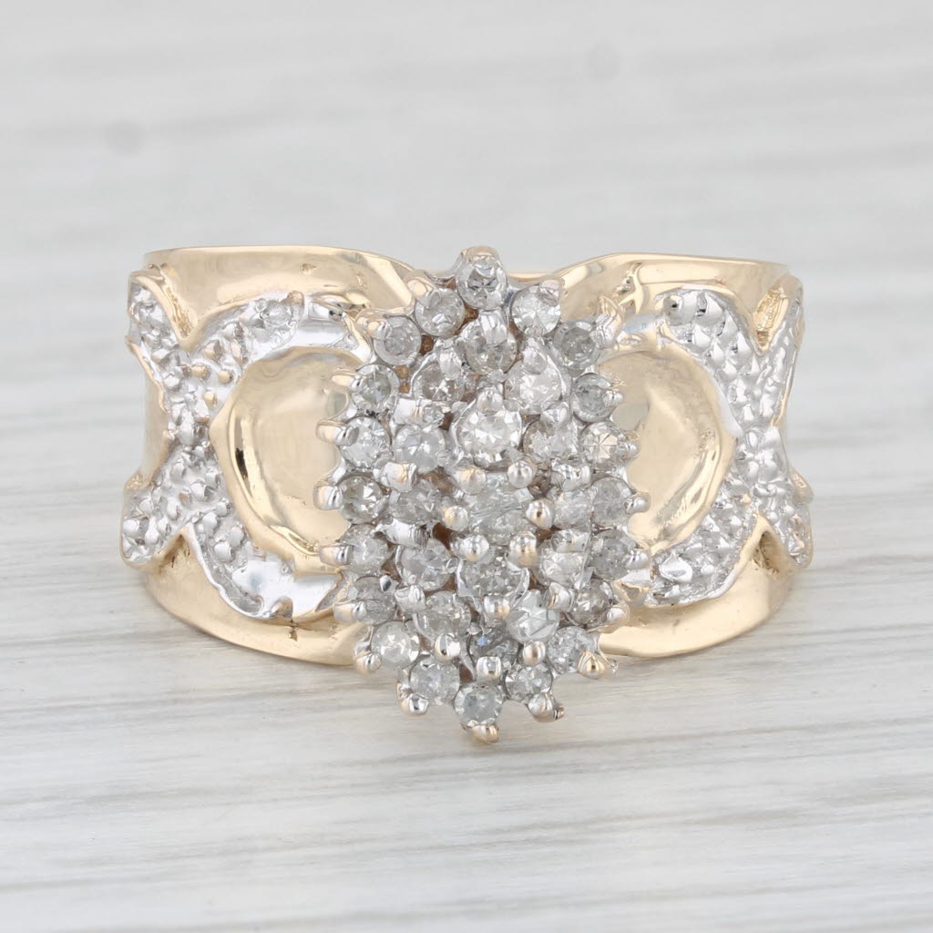 Light Gray 0.35ctw Diamond Cluster Ring 10k Yellow Gold Size 7 Cocktail