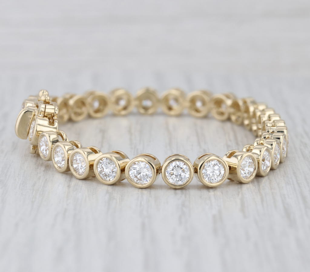 New 8.37ctw Lab Grown Diamond Tennis Bracelet 14k Yellow Gold 6.75" 5.7mm