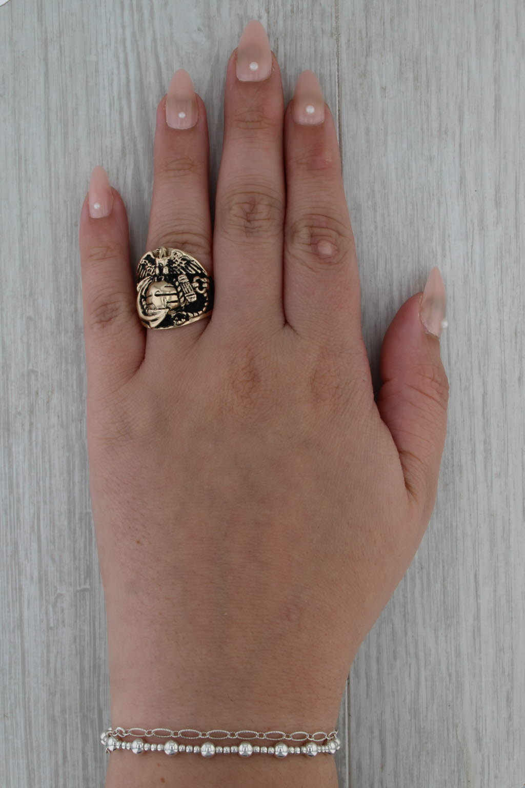 US Marine Corps Signet Ring 10k Yellow Gold Size 8.5 USMC Eagle Anchor Insignia