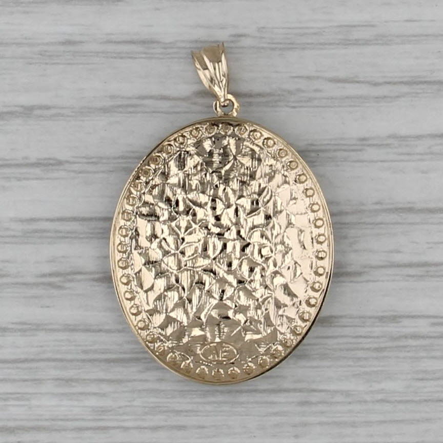 Hammered 2-Toned Oval Drop Pendant 14k Yellow White Gold