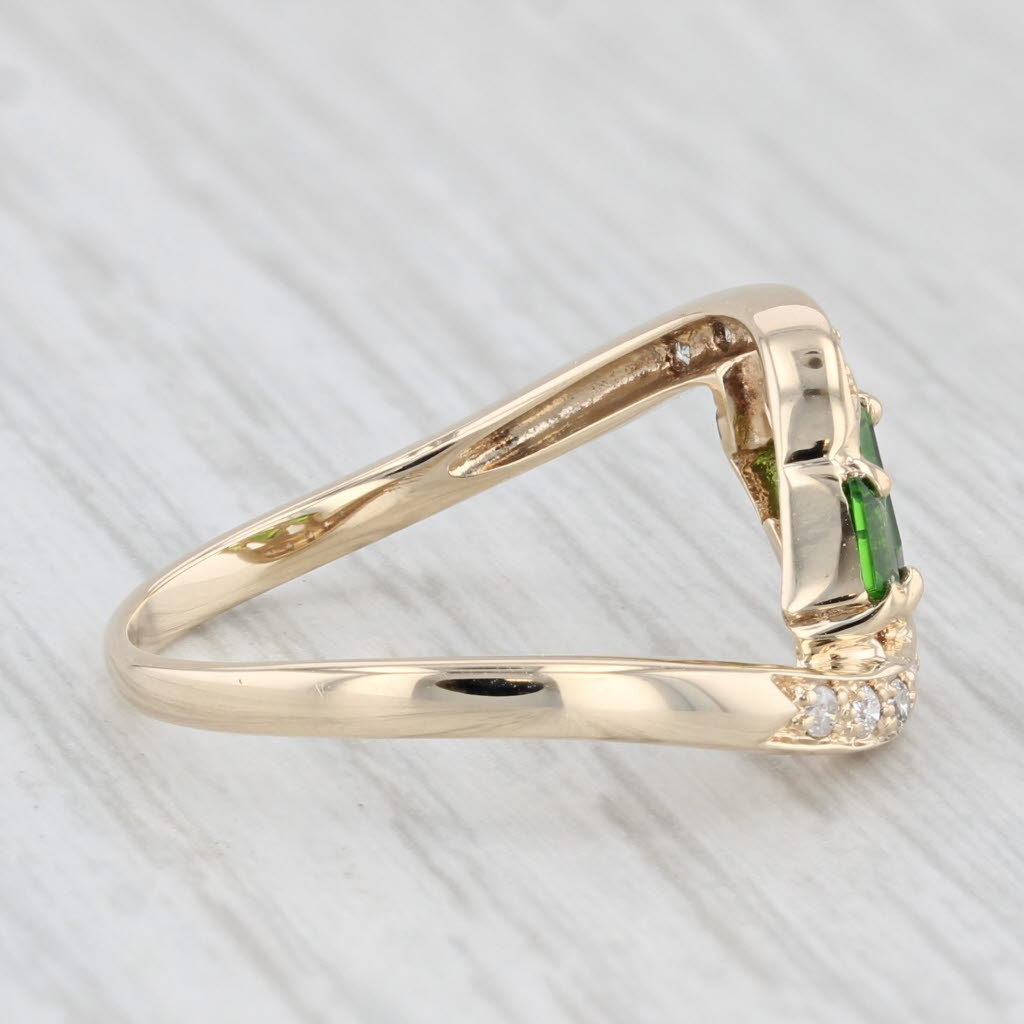 Light Gray 0.56ctw Green Tourmaline Diamond Bypass Ring 10k Yellow Gold Size 8