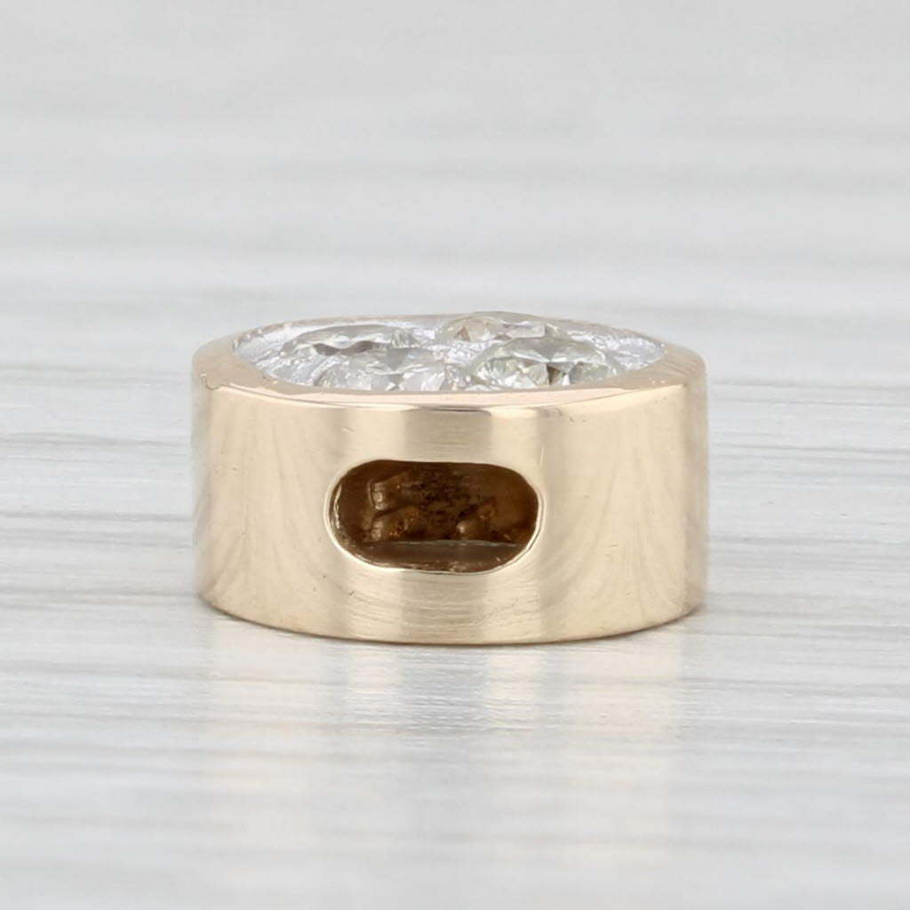 Light Gray 0.30ctw Diamond Cluster Circle Pendant 10k Yellow Gold Floating Drop
