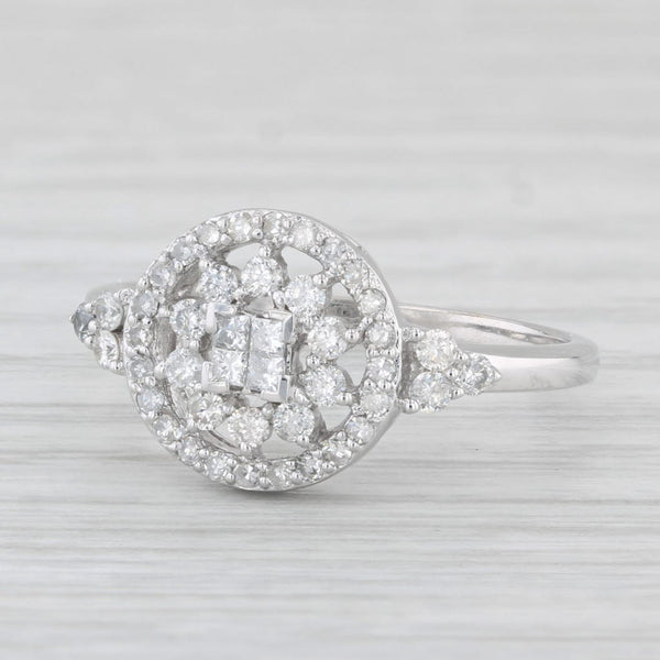 0.40ctw Diamond Flower Ring 10k White Gold Size 7 Engagement Cluster Halo