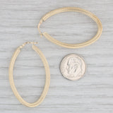Gray Rope Etched Oval Hoop Earrings 14k Yellow Gold Snap Top Hoops