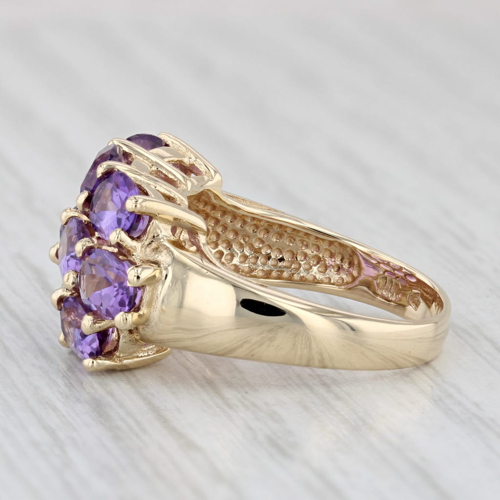 Light Gray 4.20ctw Amethyst Cluster Ring 14k Yellow Gold Size 6.25 Cocktail