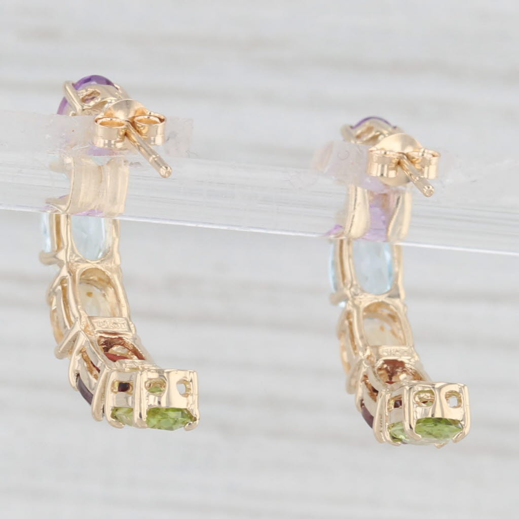 Light Gray 4.88ctw Rainbow Gemstone Journey Earrings 10k Gold Amethyst Topaz Peridot Garnet