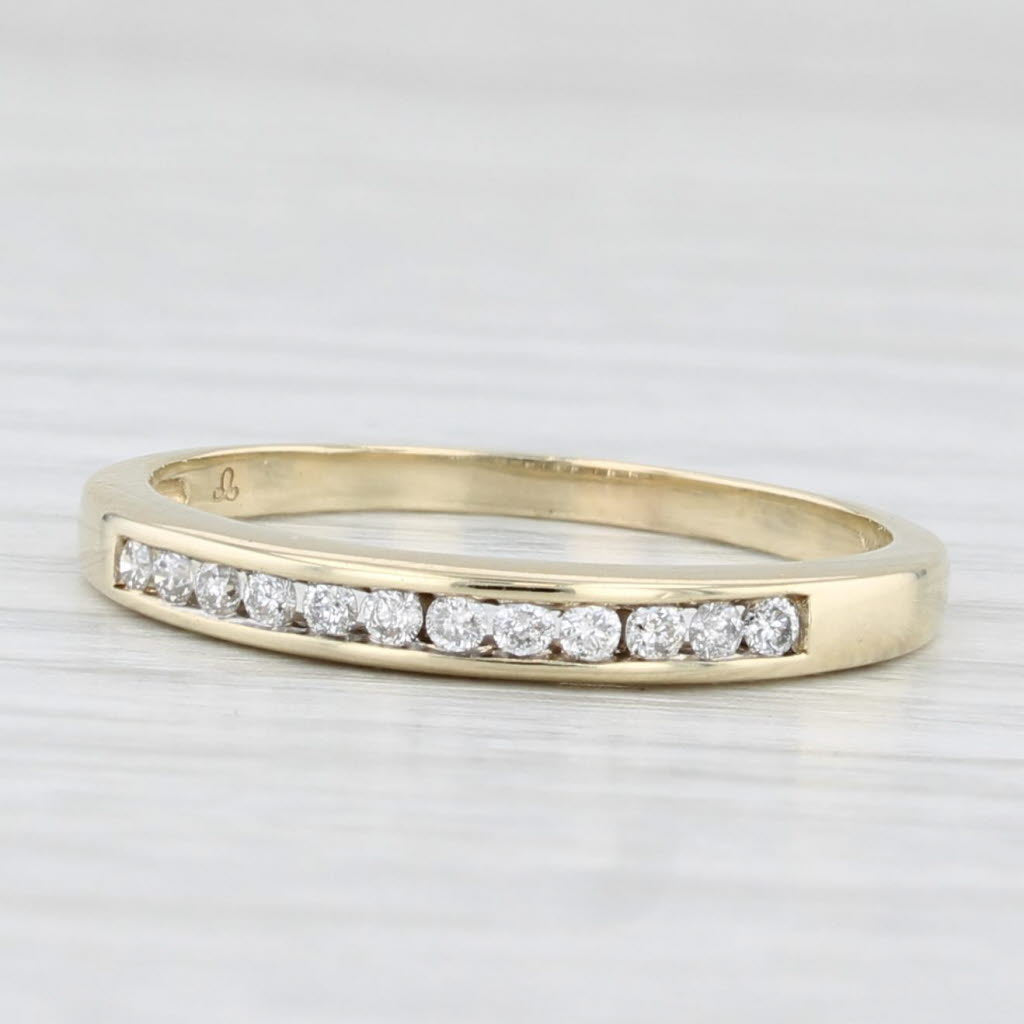 Light Gray 0.12ctw Diamond Wedding Band 10k Yellow Gold Size 8 Stackable Ring