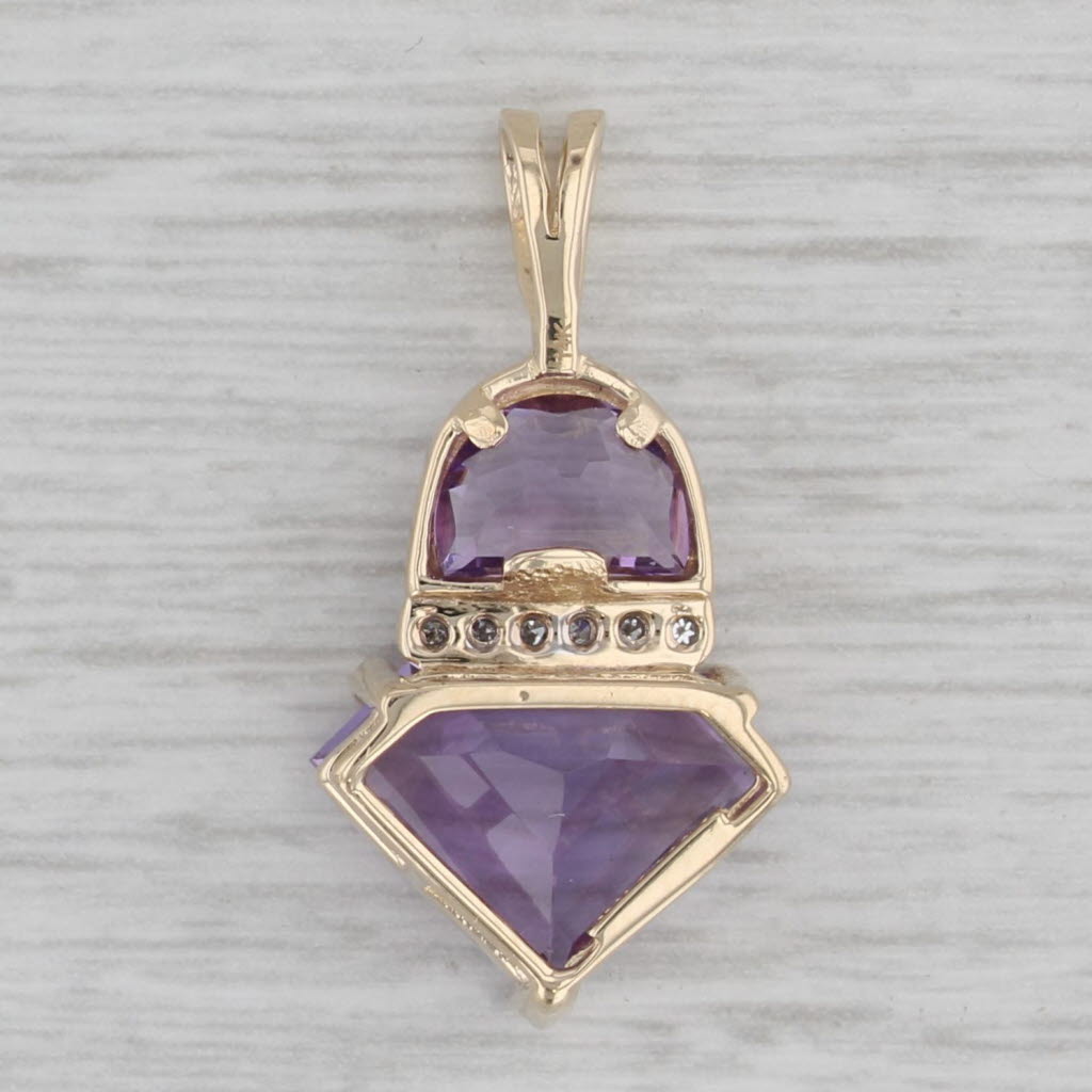 Gray 5.23ctw Amethyst Pendant 14k Yellow Gold Diamond Accents