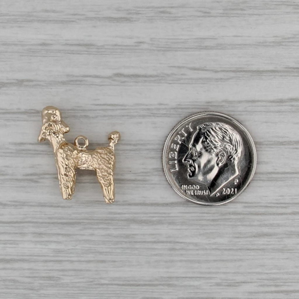 Small Poodle Charm 14k Yellow Gold 3D Dog Pendant