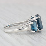 8.30ctw London Blue Oval 3-Stone Ring Sterling Silver Size 6