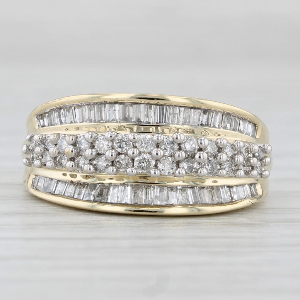 Light Gray 0.64ctw Diamond Cluster Ring 10k Yellow Gold Size 5.5 Anniversary Band