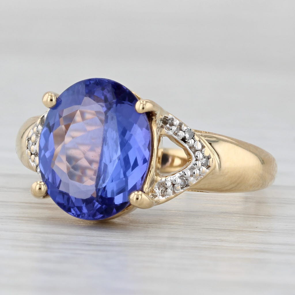 Light Gray 3.22ct Oval Tanzanite Diamond Ring 18k Yellow Gold Size 6.75