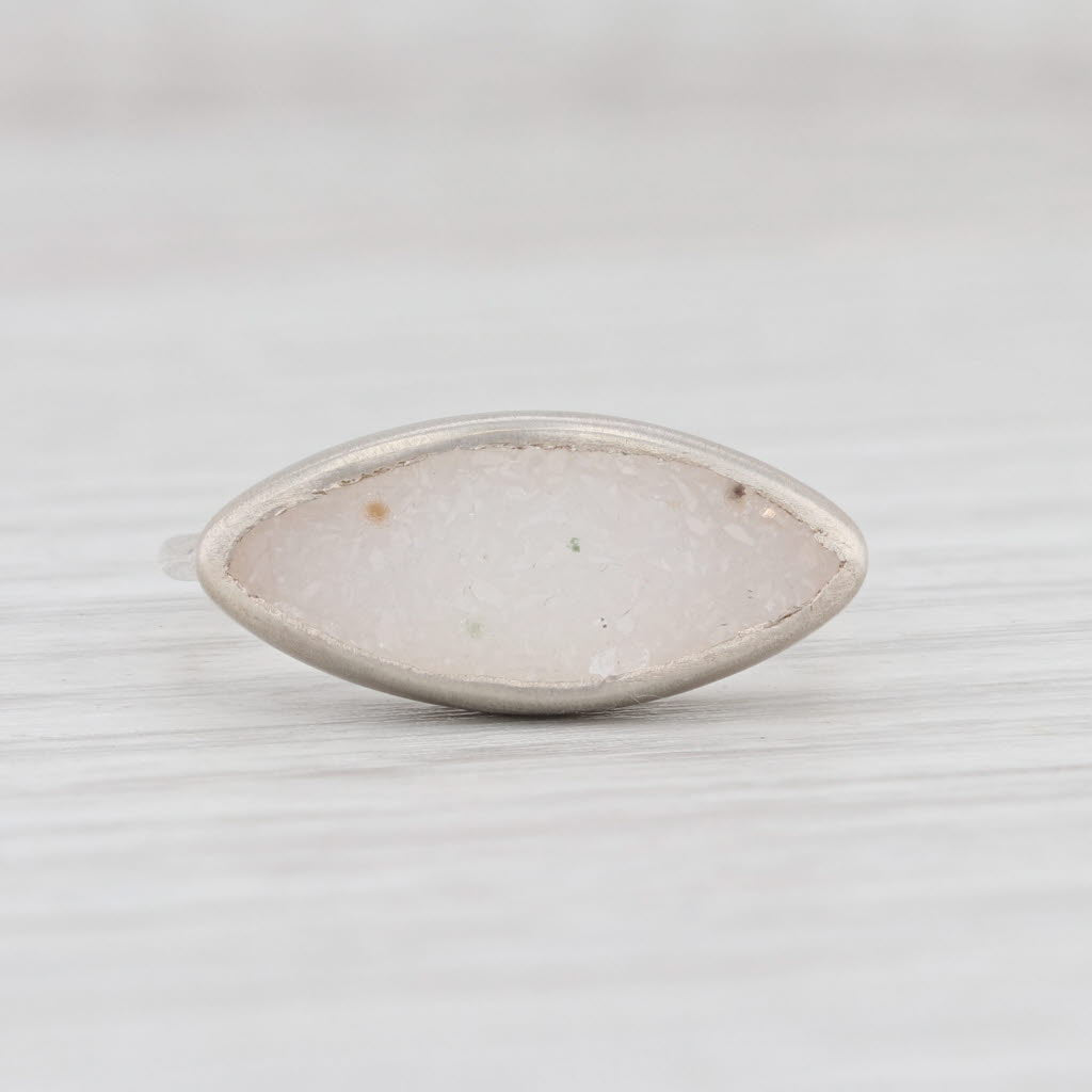 New Nina Wynn Ring White Sand Druzy Quartz Sterling Silver Size 7 Statement