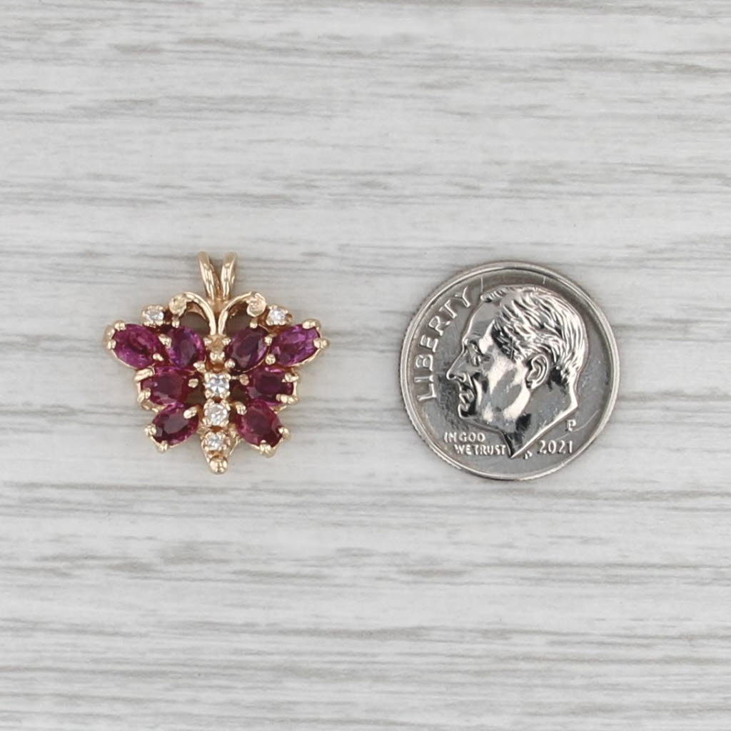 2.06ctw Ruby Diamond Butterfly Pendant 14k Yellow Gold