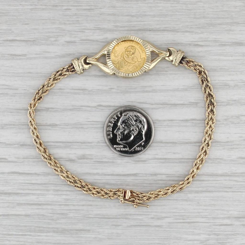 14Kブレスレット 1990 1/20oz Chinese Panda Coin Bracelet 14k 24k 999 Gold 7.25