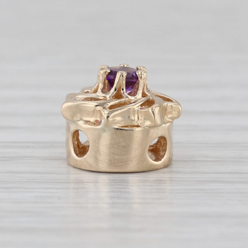 0.14ct Amethyst Flower Swirl Slide Bracelet Charm 14k Gold Archer Hallmark