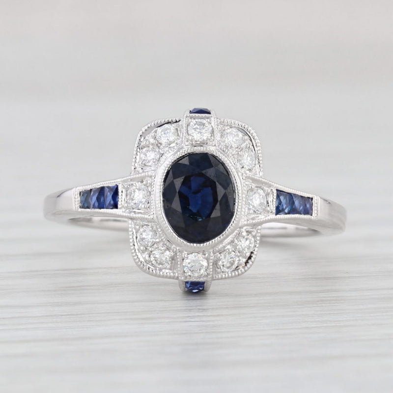 Light Gray New Beverley K 1.30ctw Sapphire Diamond Halo Ring 14k Gold Engagement Size 6.75
