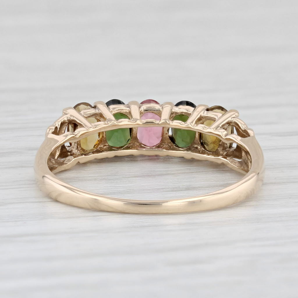 Light Gray 1.25ctw Pink Green Yellow Tourmaline Ring 14k Yellow Gold Size 8.25 Stackable