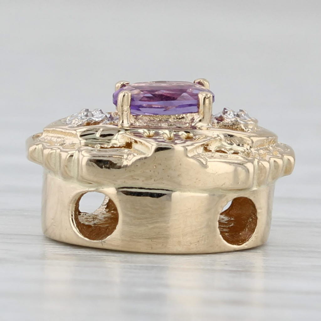 Light Gray 0.20ct Amethyst Slide Charm Bracelet 14k Gold Diamond Accents Richard Klein