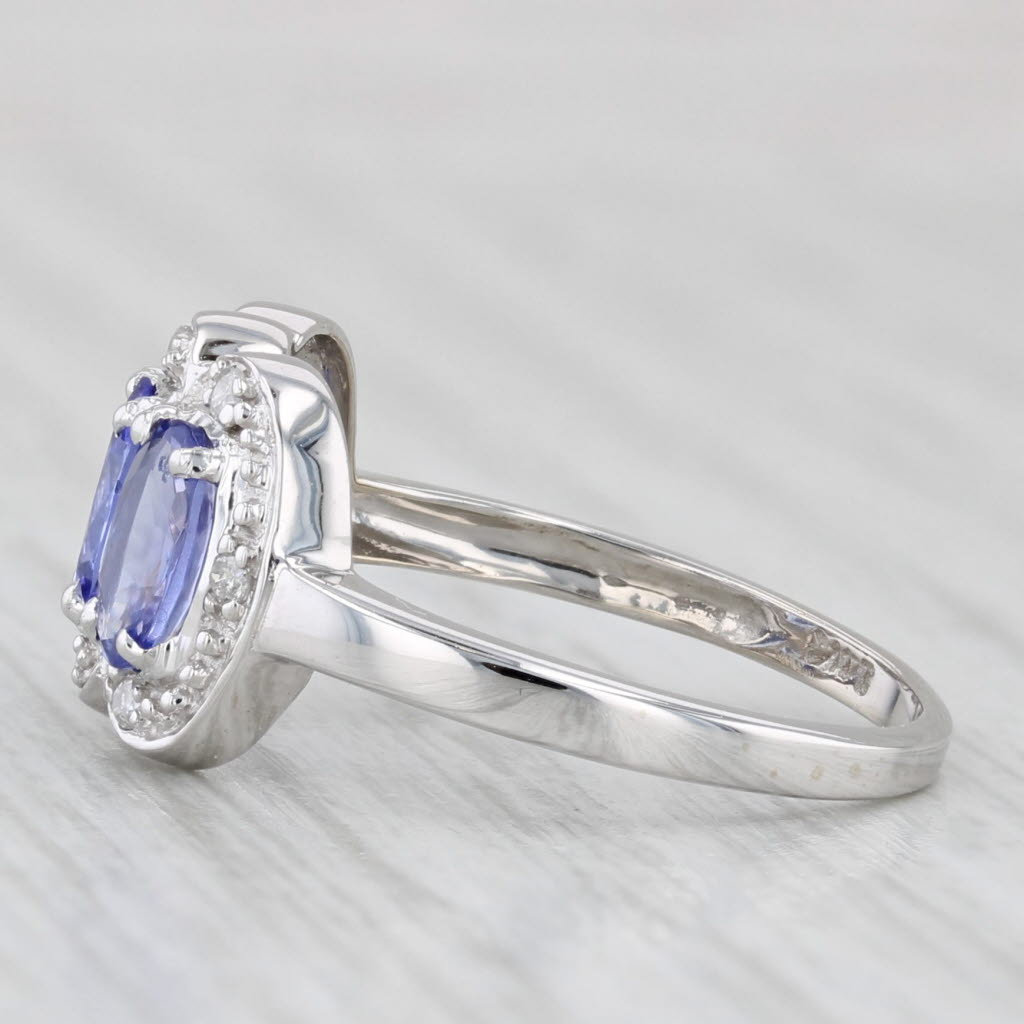 Light Gray 1.39ctw Tanzanite 3-Stone Diamond Ring 14k White Gold Size 6