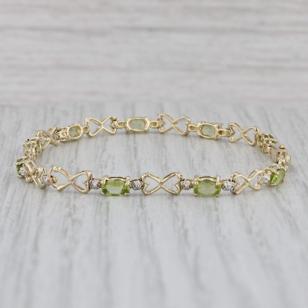 Gray 2.25ctw Peridot Tennis Bracelet 10k Yellow Gold 6.5" 4mm