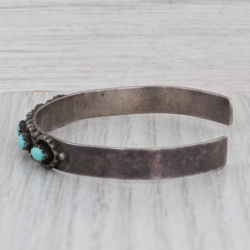 Gray Vintage Southwest Turquoise Navette Sterling Silver Cuff Bracelet