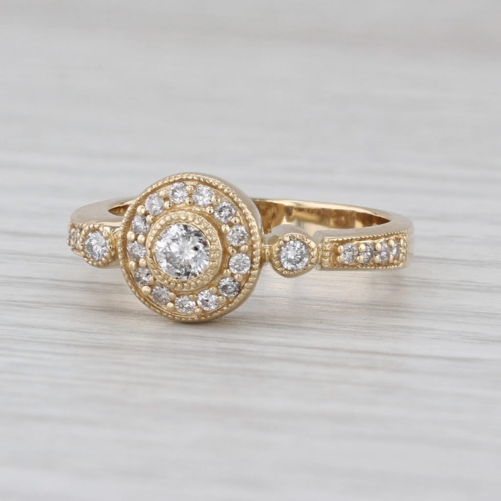Effy 0.34ctw Round Diamond Halo Engagement Ring 14k Yelllow Gold Size 7