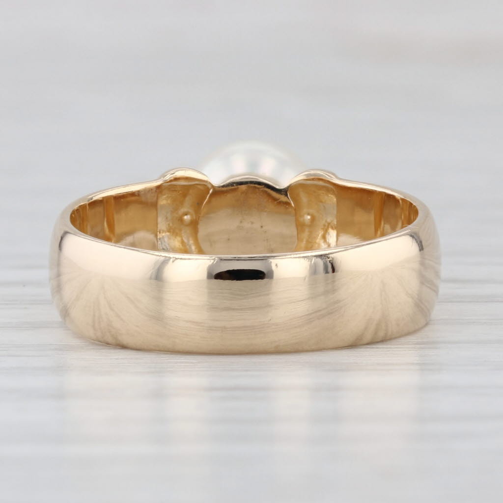 7.4mm Pearl Solitaire Ring 14k Yellow Gold Size 7.25-7.5 Gump's