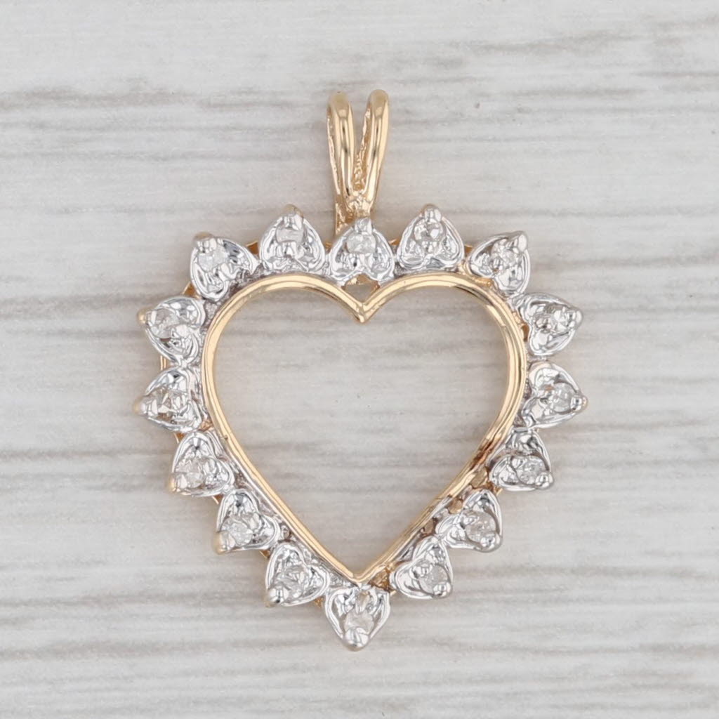 Gray Diamond Accented Heart Pendant 14k 2-Toned Gold