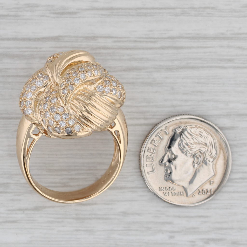 Gray 1.25ctw Diamond Knot Ring 14k Yellow Gold Size 6.75 Cocktail