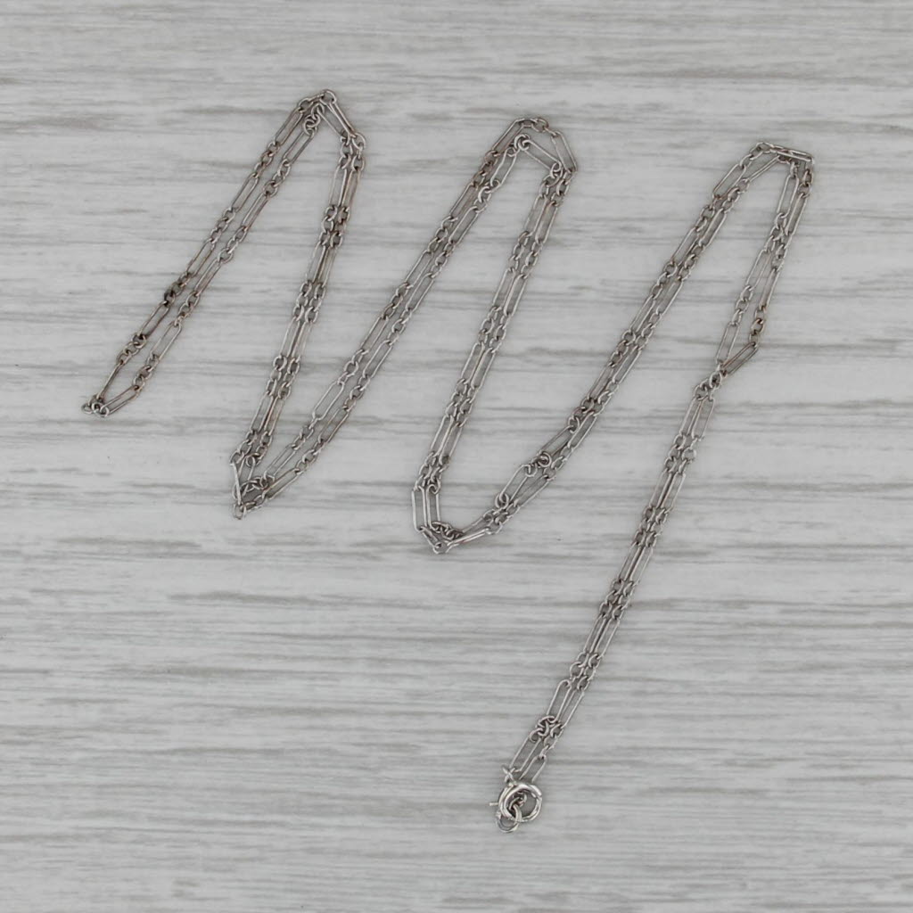 24" Figaro Cable Chain Necklace 1.5mm 14k White Gold