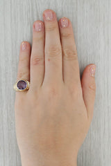 Dark Gray 2.75ct Amethyst Solitaire Ring 14k Yellow Gold Size 6 Round Checkerboard