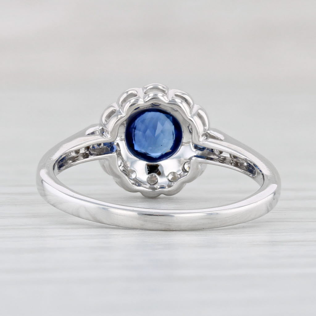 Light Gray New Beverley K 0.76ctw Sapphire Diamond Halo Ring 14k Gold Engagement Size 7