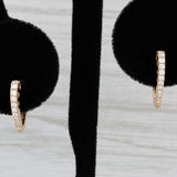 New 0.21ctw Diamond Heart Hoop Earrings 14k Yellow Gold Snap Top Hoops