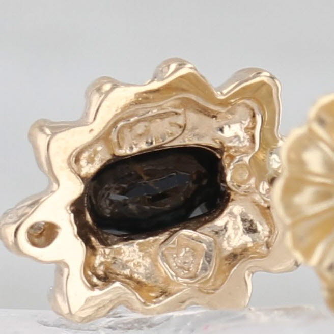 0.94ctw Blue Sapphire Diamond Halo Stud Earrings 14k Yellow Gold Small Studs