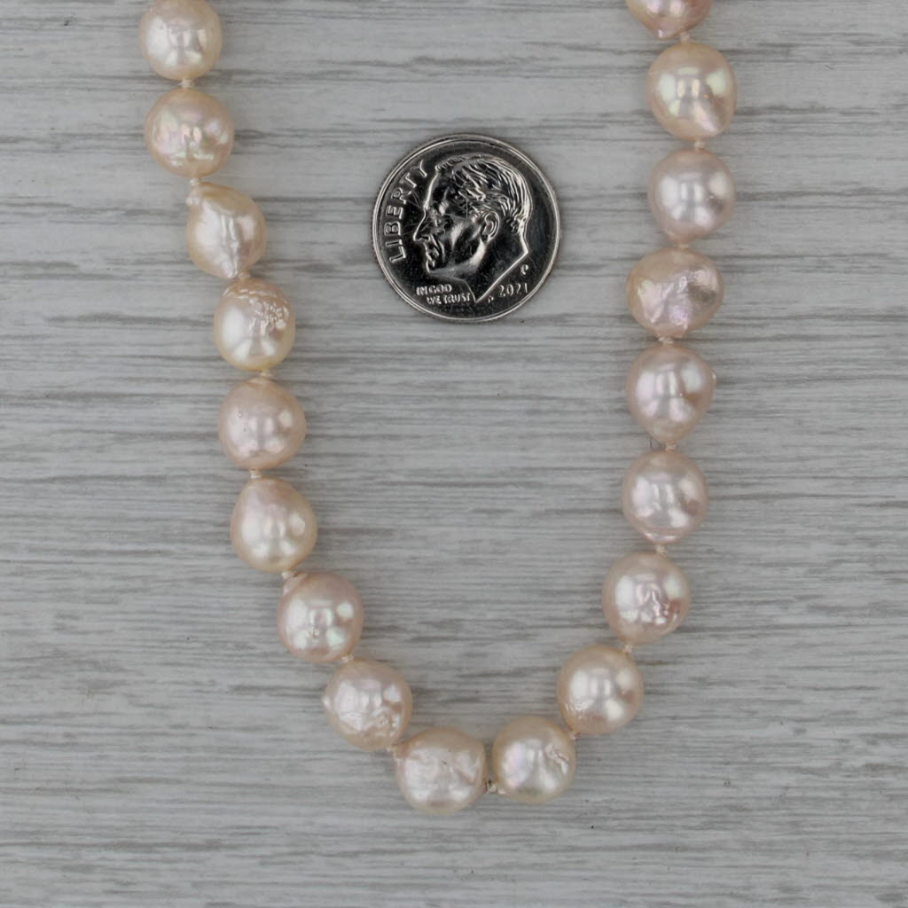 Baroque Akoya Pearl Single Strand Bead Necklace 14k Gold 32"