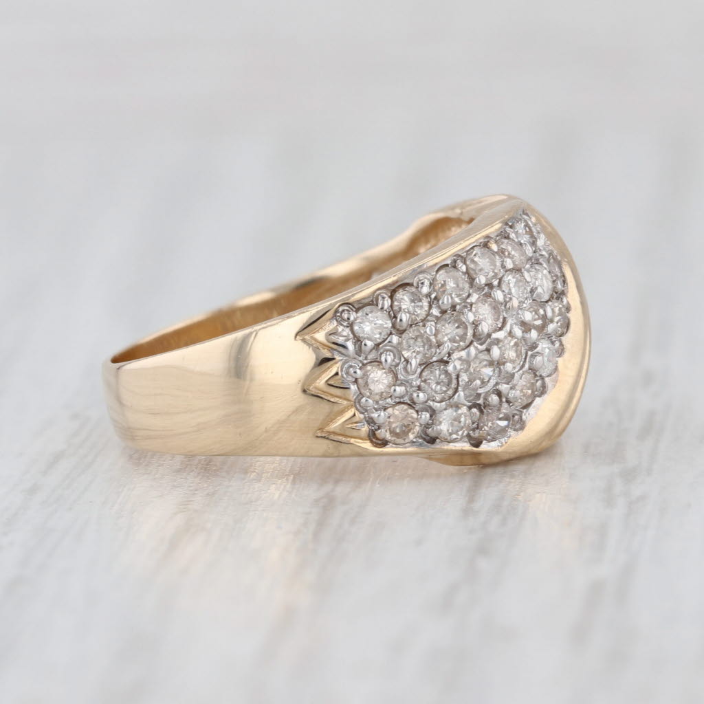 0.80ctw Pave Diamond Domed Ring 14k Yellow Gold Size 6.25-6.5
