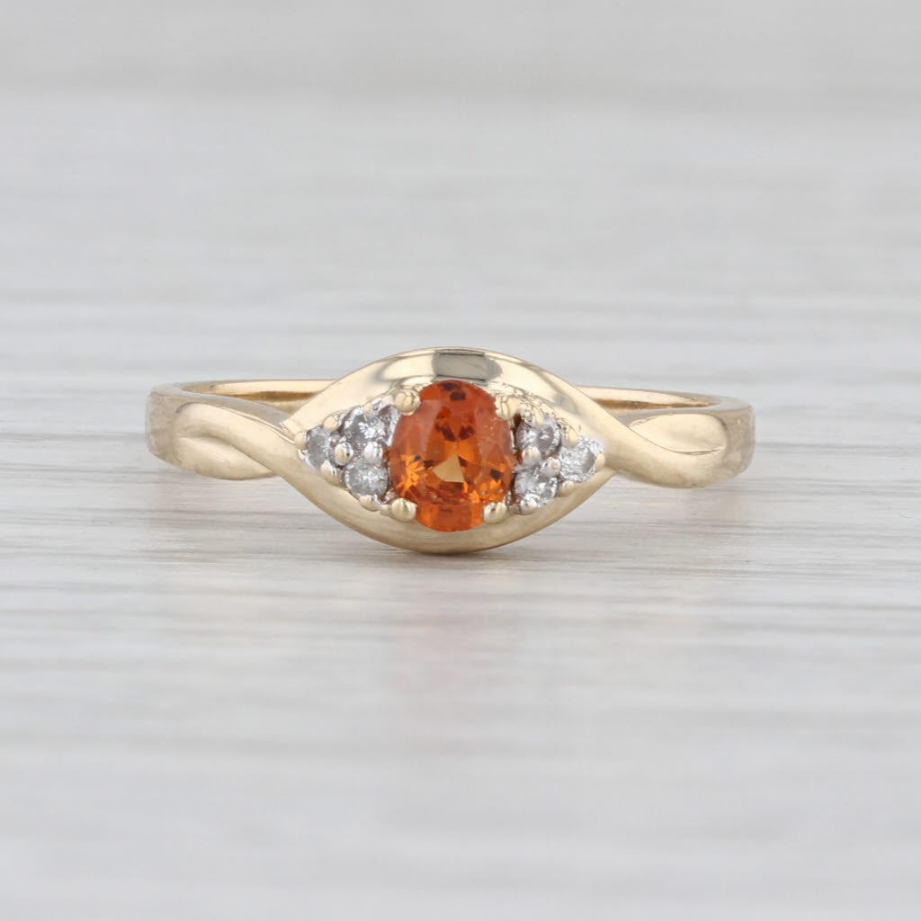 0.47ctw Oval Mandarin Orange Citrine Diamond Ring 14k Yellow Gold Size 8