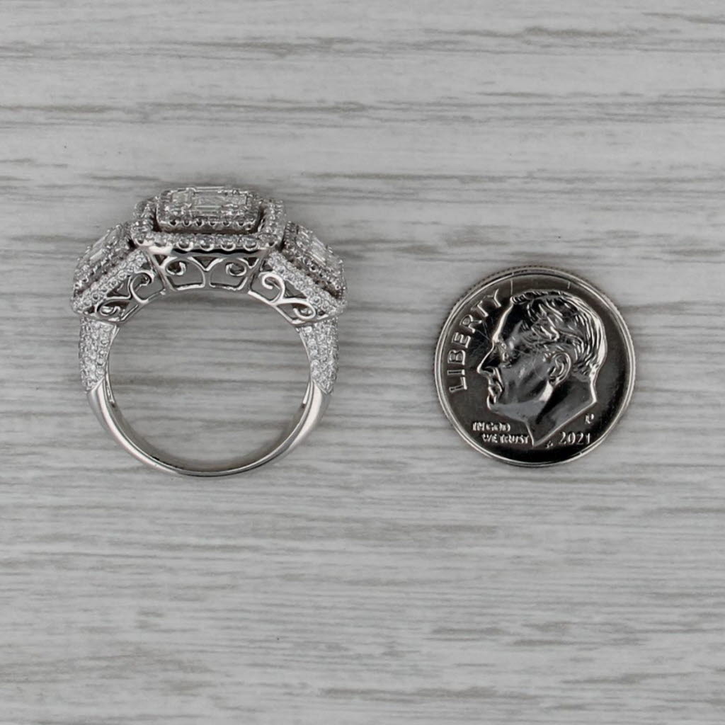 3.53ctw Diamond Halo Ring 18k White Gold Size 7 Engagement Cocktail