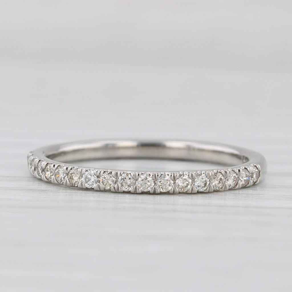 Light Gray 0.25ctw Diamond Wedding Band 14k White Gold Size 7 Stackable Anniversary Ring