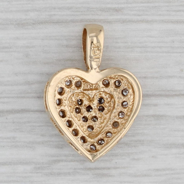 Gray 0.12ctw Diamond Heart Pendant 10k Yellow Gold Small Drop