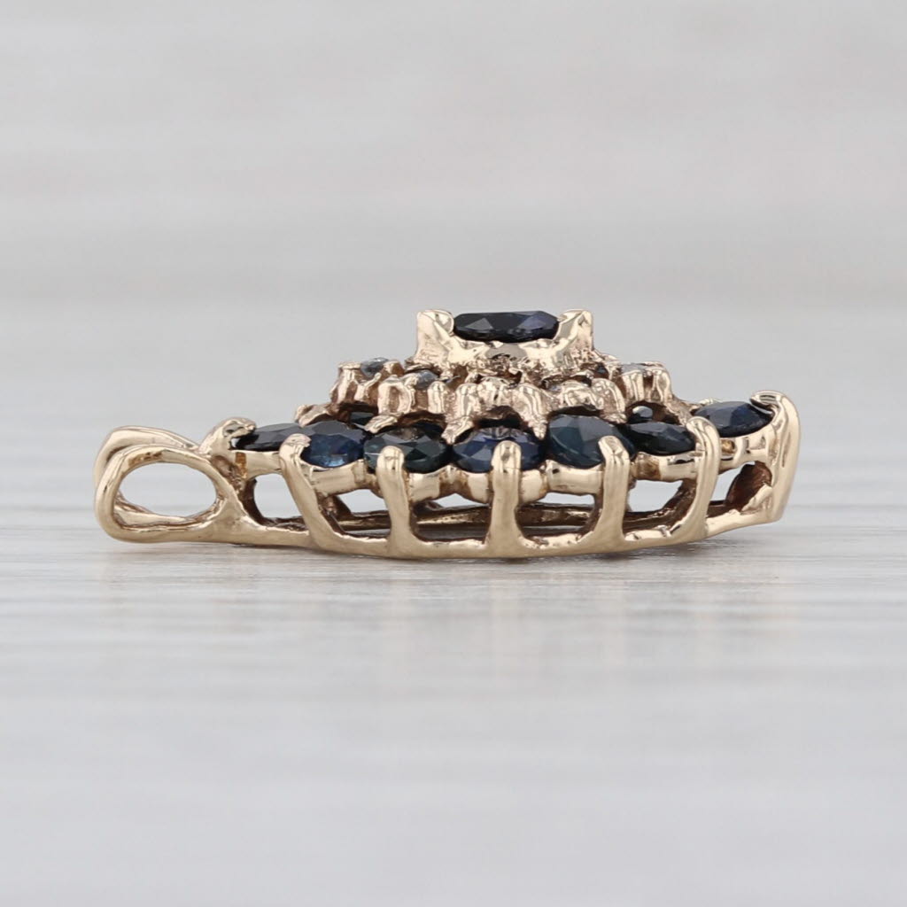 1.87ctw Blue Sapphire Diamond Marquise Pendant 10k Yellow Gold