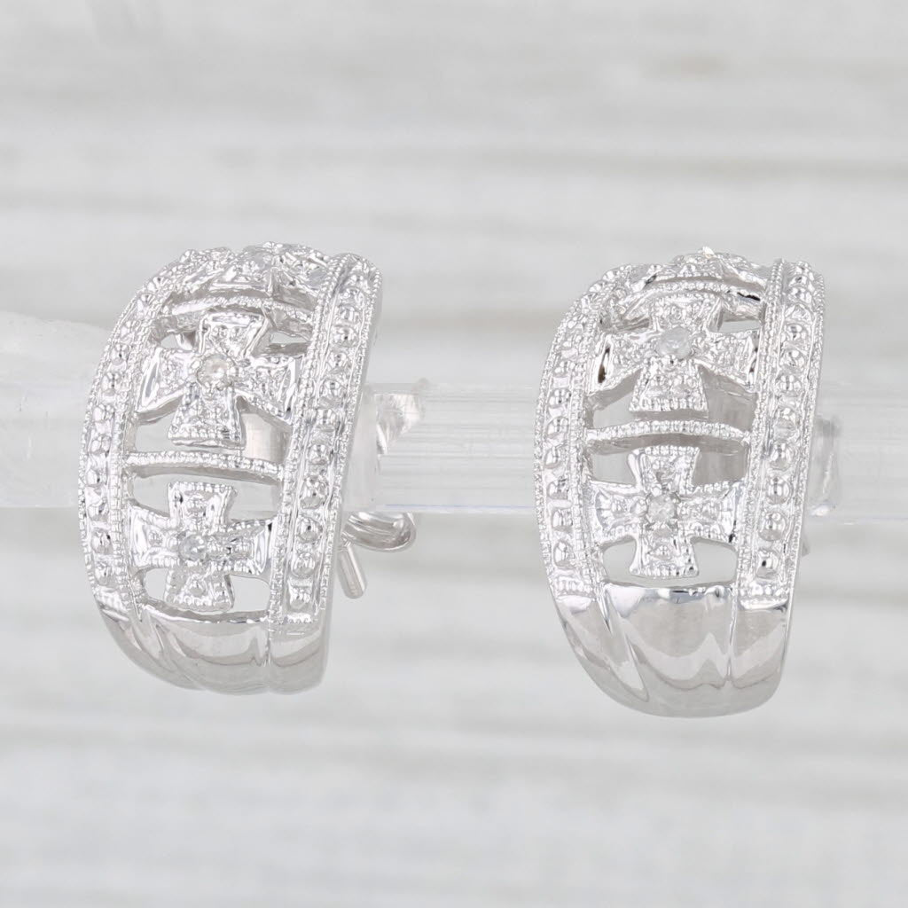 Light Gray Diamond Accented J-Hook Earrings 14k White Gold