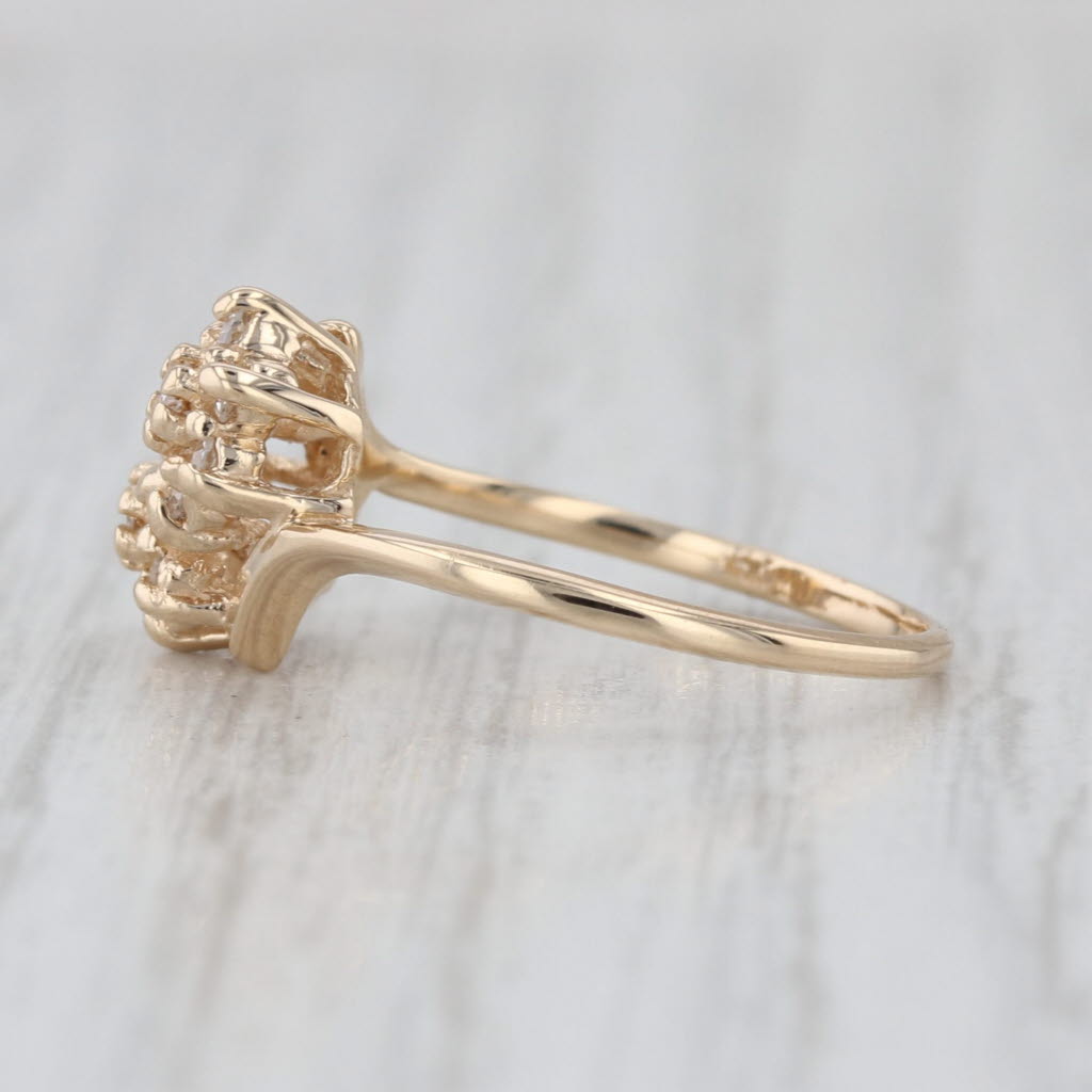 0.18ctw Diamond Flower Cluster Bypass Ring 14k Yellow Gold Size 4.75