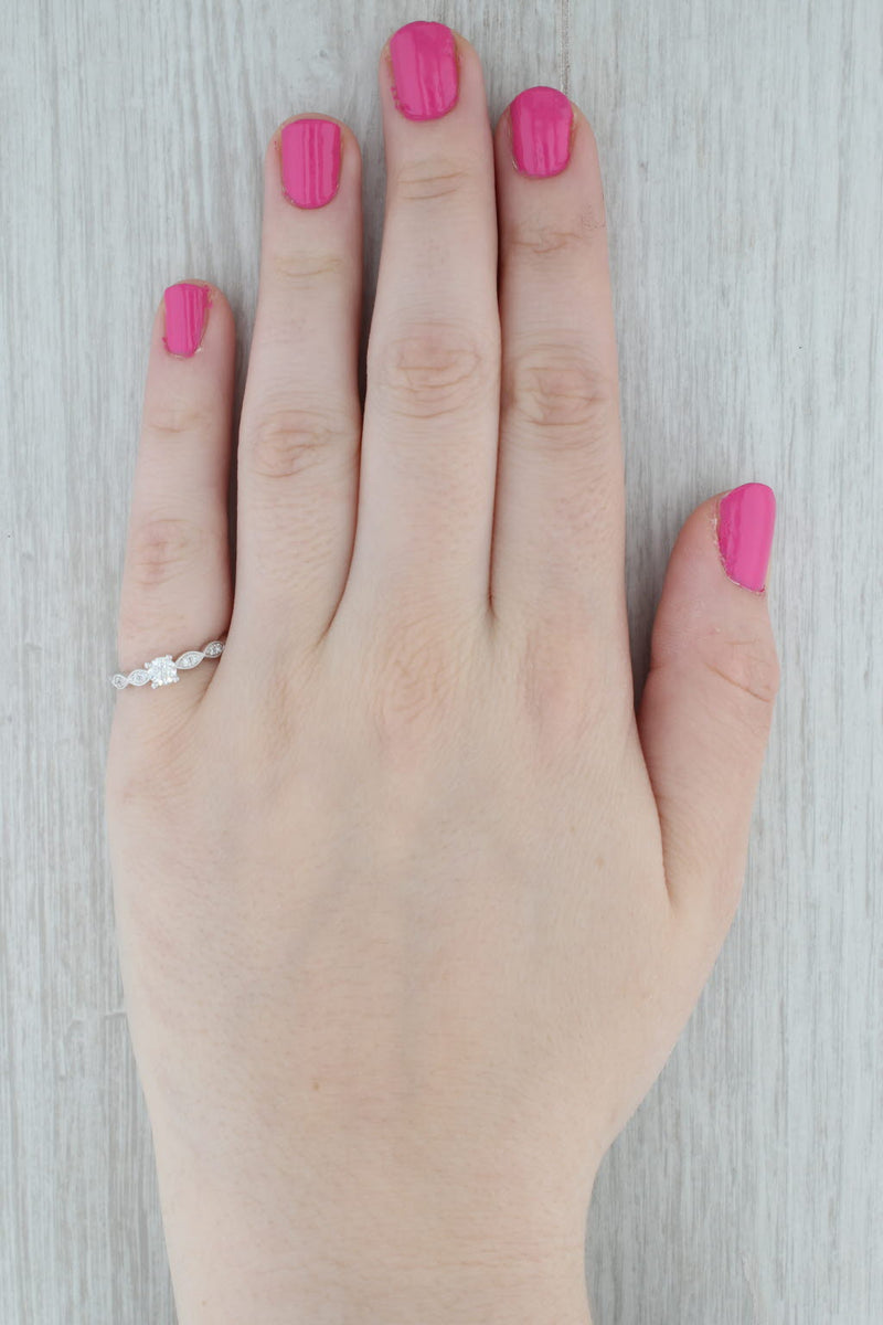 New 0.40ctw Round Diamond Engagement Ring 14k White Gold Size 6.5 H of B