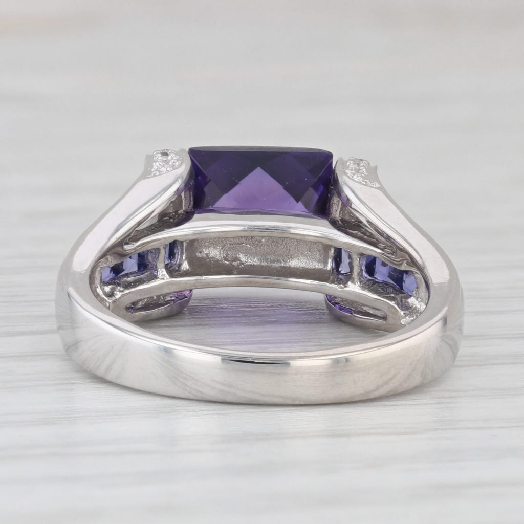 Light Gray 5.12ctw Lab Created Purple Sapphire Diamond Ring 10k White Gold Size 7