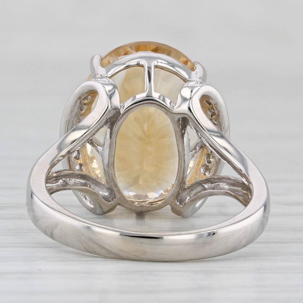 Gray 9.05ctw Citrine Diamond Ring 10k White Gold Size 7.25